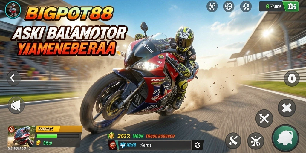 Tampilan gameplay seru di lintasan balap motor yang menantang.