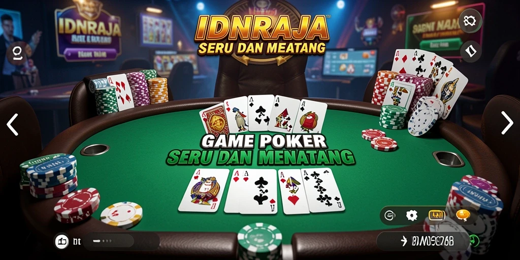 Tampilan gameplay seru IDNRAJA dalam permainan Poker.