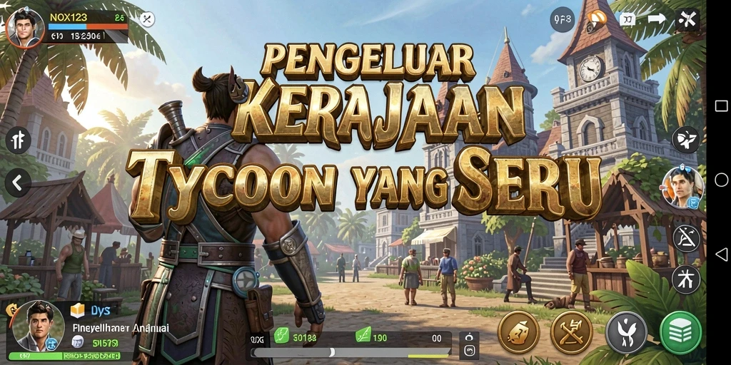 Tampilan gameplay menawan dari NOX123 yang menggambarkan strategi bisnis.
