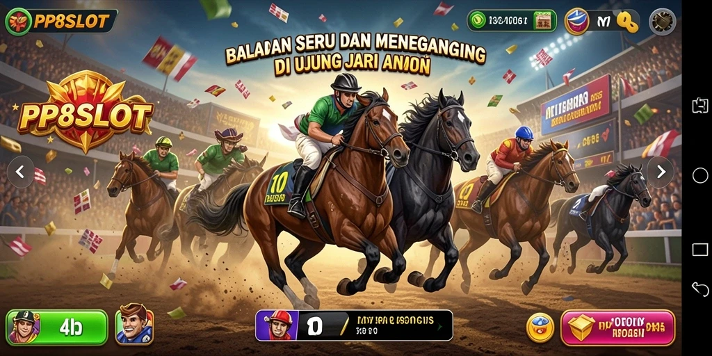 Screenshot gameplay seru PP8SLOT dengan balapan intens.