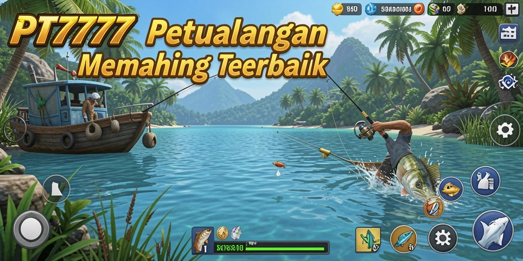 Tampilan screenshot PT777 yang menggambarkan momen menangkap ikan.