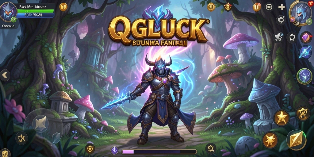 Tampilan gameplay QGLUCK yang penuh aksi dan petualangan.