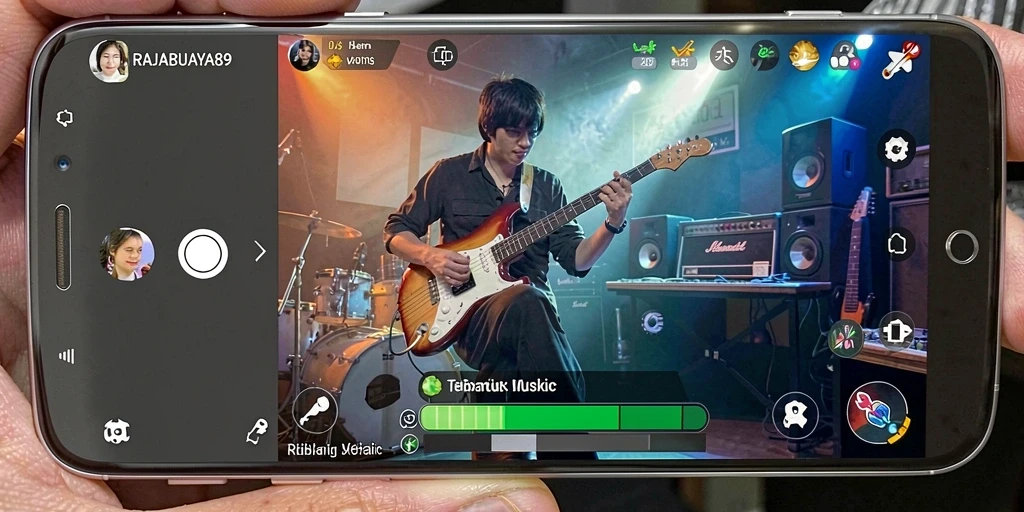 Tampilan gameplay RAJABUAYA89 menampilkan pengalaman musik interaktif yang seru.